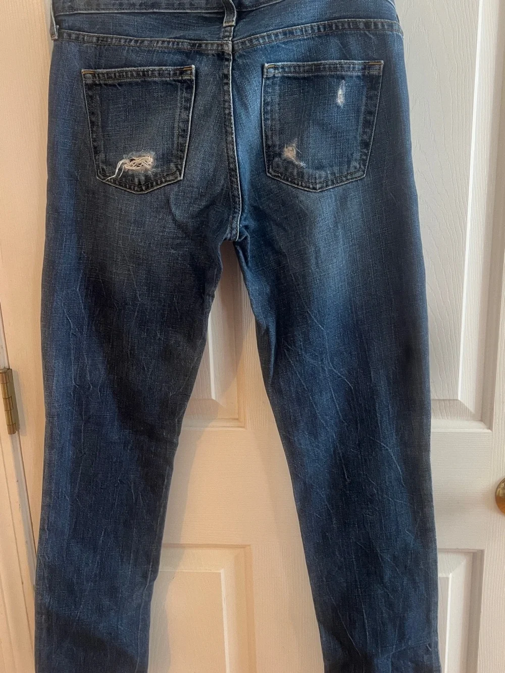J. Crew Dark Blue Distressed Skinny Jeans